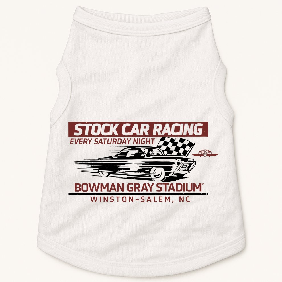 Checkered Flag Sports Tan Bowman Gray Stadium Clash Every Saturday Nigh Doggie Tank