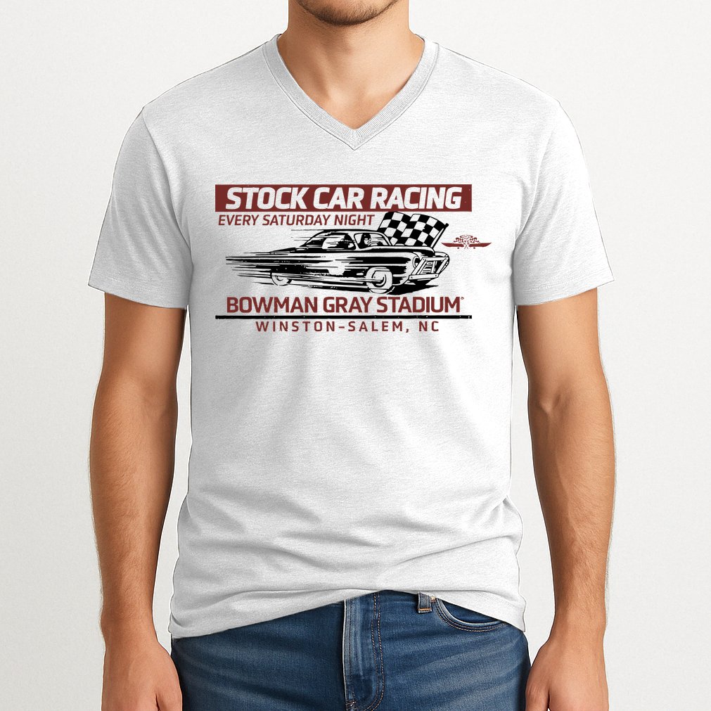Checkered Flag Sports Tan Bowman Gray Stadium Clash Every Saturday Nigh V-Neck T-Shirt
