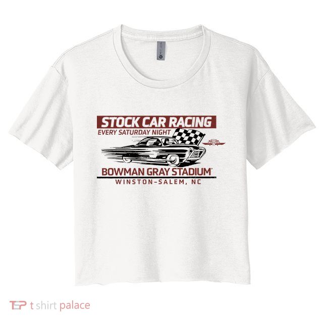 Checkered Flag Sports Tan Bowman Gray Stadium Clash Every Saturday Nigh Crop Top