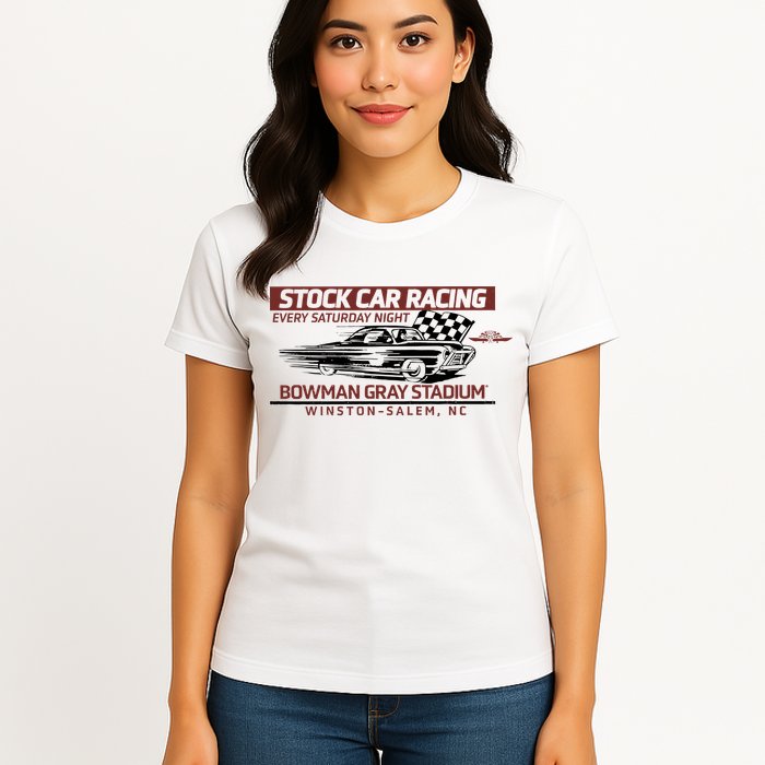 Checkered Flag Sports Tan Bowman Gray Stadium Clash Every Saturday Nigh Womens T-Shirt