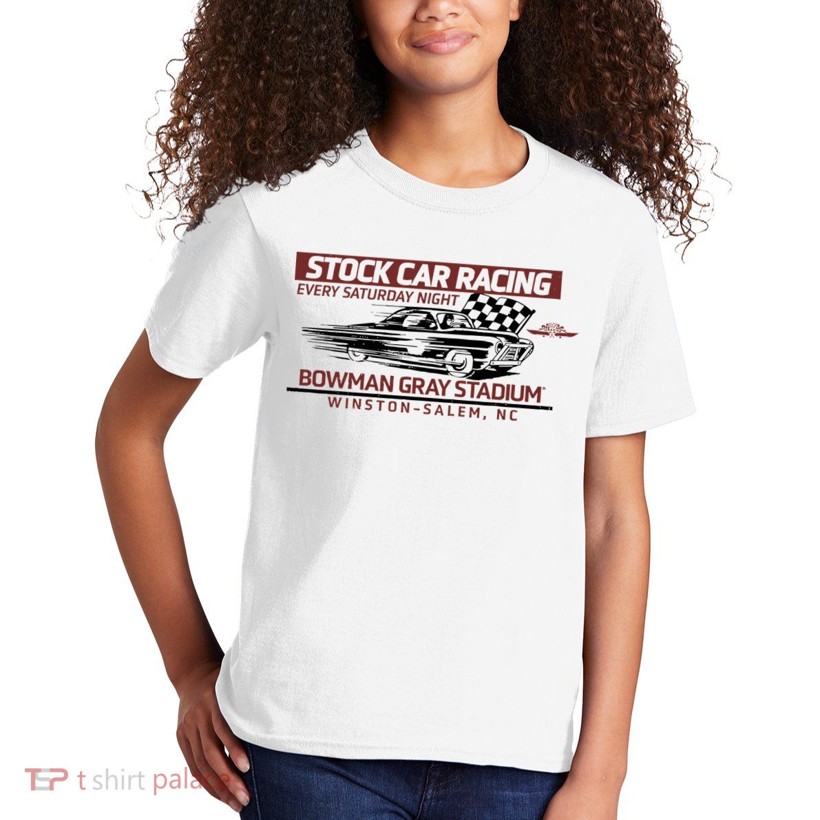 Checkered Flag Sports Tan Bowman Gray Stadium Clash Every Saturday Nigh Kids T-Shirt