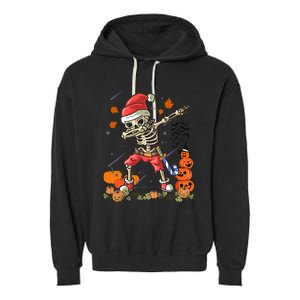 Christmas Funny Santa Skeleton Dabbing Halloween Costume Fun Garment-Dyed Fleece Hoodie