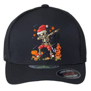 Christmas Funny Santa Skeleton Dabbing Halloween Costume Fun Flexfit Unipanel Trucker Cap