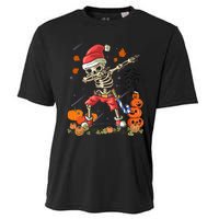 Christmas Funny Santa Skeleton Dabbing Halloween Costume Fun Cooling Performance Crew T-Shirt