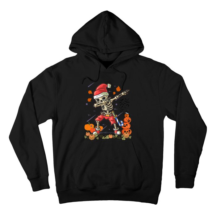 Christmas Funny Santa Skeleton Dabbing Halloween Costume Fun Hoodie