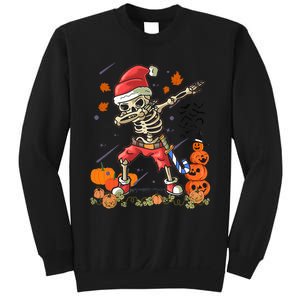 Christmas Funny Santa Skeleton Dabbing Halloween Costume Fun Sweatshirt