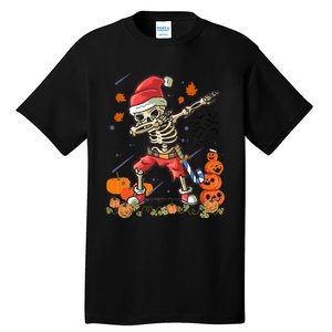 Christmas Funny Santa Skeleton Dabbing Halloween Costume Fun Tall T-Shirt