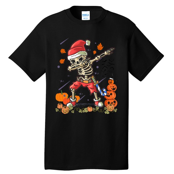 Christmas Funny Santa Skeleton Dabbing Halloween Costume Fun Tall T-Shirt