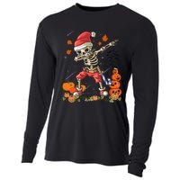 Christmas Funny Santa Skeleton Dabbing Halloween Costume Fun Cooling Performance Long Sleeve Crew