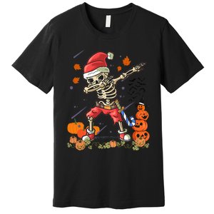 Christmas Funny Santa Skeleton Dabbing Halloween Costume Fun Premium T-Shirt