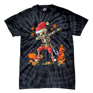 Christmas Funny Santa Skeleton Dabbing Halloween Costume Fun Tie-Dye T-Shirt