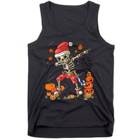 Christmas Funny Santa Skeleton Dabbing Halloween Costume Fun Tank Top