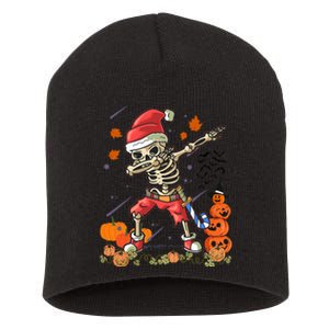 Christmas Funny Santa Skeleton Dabbing Halloween Costume Fun Short Acrylic Beanie