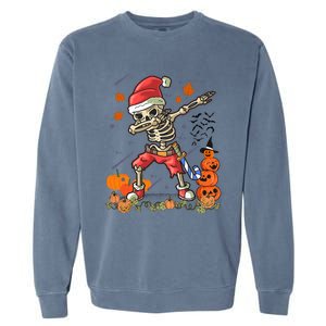 Christmas Funny Santa Skeleton Dabbing Halloween Costume Fun Garment-Dyed Sweatshirt