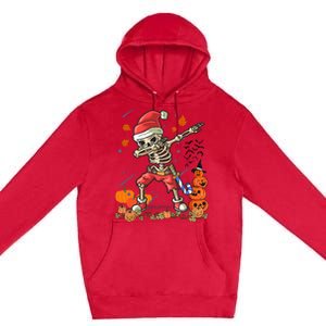 Christmas Funny Santa Skeleton Dabbing Halloween Costume Fun Premium Pullover Hoodie