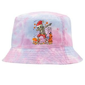 Christmas Funny Santa Skeleton Dabbing Halloween Costume Fun Tie-Dyed Bucket Hat