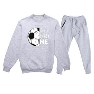 Christian Funny Soccer Men Boys Religious Premium Crewneck Sweatsuit Set