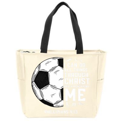 Christian Funny Soccer Men Boys Religious Zip Tote Bag