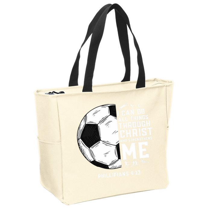 Christian Funny Soccer Men Boys Religious Zip Tote Bag