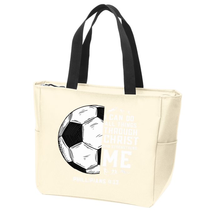 Christian Funny Soccer Men Boys Religious Zip Tote Bag