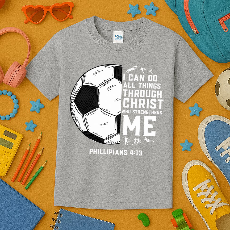 Christian Funny Soccer Men Boys Religious Kids T-Shirt