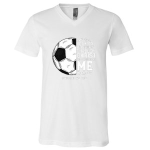 Christian Funny Soccer Men Boys Religious V-Neck T-Shirt