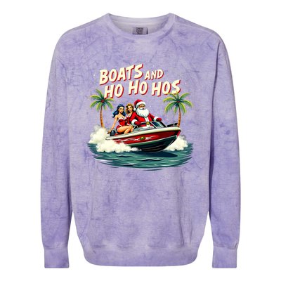 Christmas Funny Santa Boats And Ho Ho Hos Colorblast Crewneck Sweatshirt