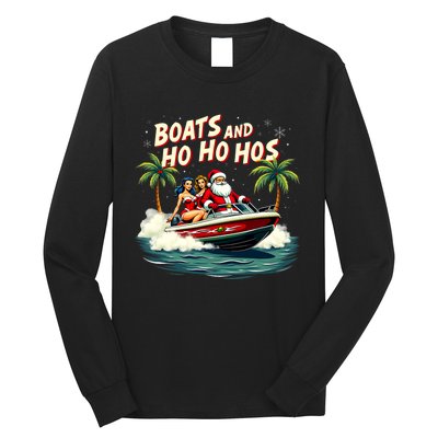 Christmas Funny Santa Boats And Ho Ho Hos Long Sleeve Shirt