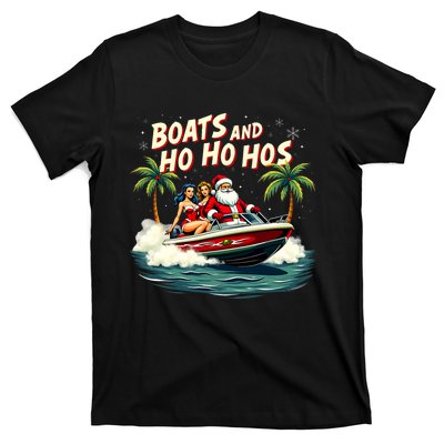 Christmas Funny Santa Boats And Ho Ho Hos T-Shirt