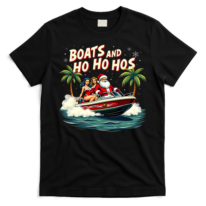 Christmas Funny Santa Boats And Ho Ho Hos T-Shirt