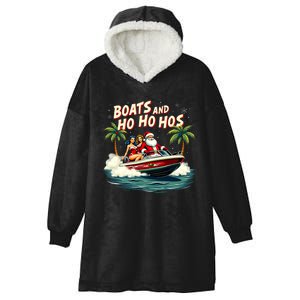 Christmas Funny Santa Boats And Ho Ho Hos Hooded Wearable Blanket