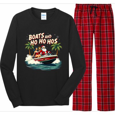 Christmas Funny Santa Boats And Ho Ho Hos Long Sleeve Pajama Set