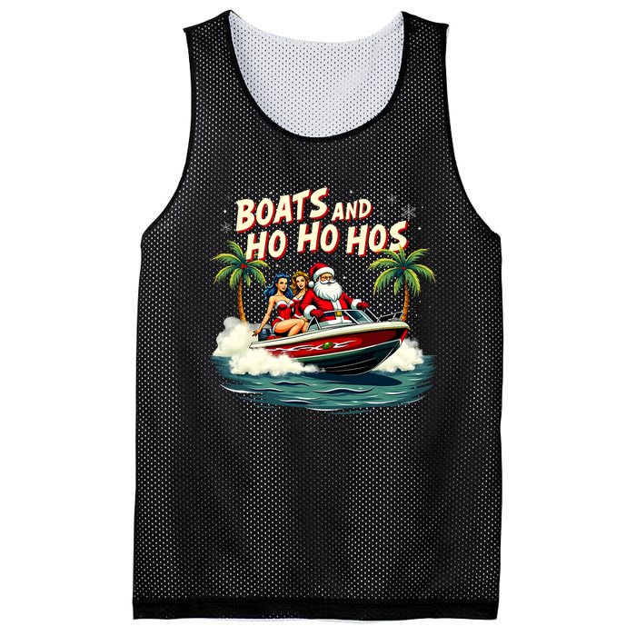 Christmas Funny Santa Boats And Ho Ho Hos Mesh Reversible Basketball Jersey Tank