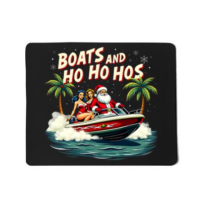 Christmas Funny Santa Boats And Ho Ho Hos Mousepad