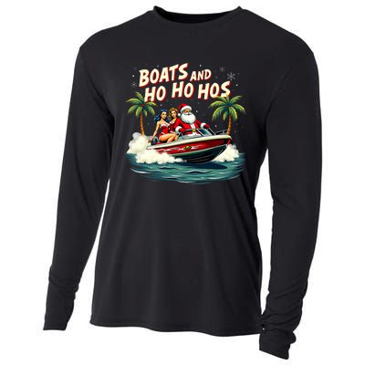 Christmas Funny Santa Boats And Ho Ho Hos Cooling Performance Long Sleeve Crew