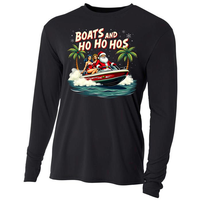 Christmas Funny Santa Boats And Ho Ho Hos Cooling Performance Long Sleeve Crew