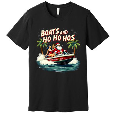 Christmas Funny Santa Boats And Ho Ho Hos Premium T-Shirt