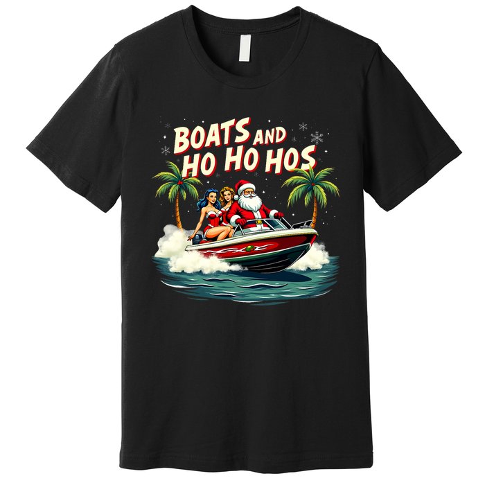 Christmas Funny Santa Boats And Ho Ho Hos Premium T-Shirt