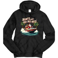 Christmas Funny Santa Boats And Ho Ho Hos Tie Dye Hoodie