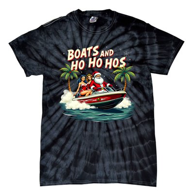 Christmas Funny Santa Boats And Ho Ho Hos Tie-Dye T-Shirt