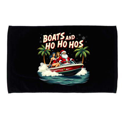 Christmas Funny Santa Boats And Ho Ho Hos Microfiber Hand Towel