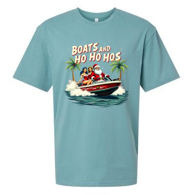 Christmas Funny Santa Boats And Ho Ho Hos Sueded Cloud Jersey T-Shirt