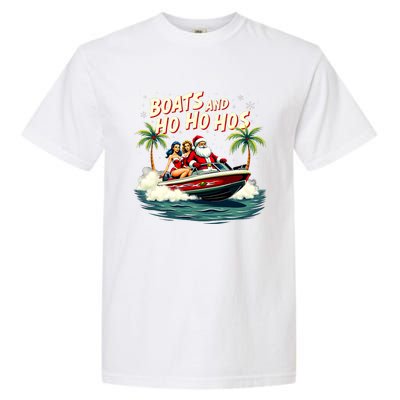 Christmas Funny Santa Boats And Ho Ho Hos Garment-Dyed Heavyweight T-Shirt