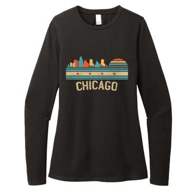 Chicago Flag Skyline Vintage Illinois City Womens CVC Long Sleeve Shirt