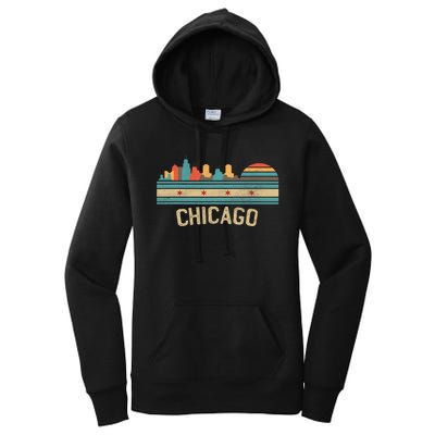 Chicago Flag Skyline Vintage Illinois City Women's Pullover Hoodie