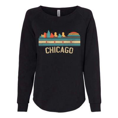 Chicago Flag Skyline Vintage Illinois City Womens California Wash Sweatshirt