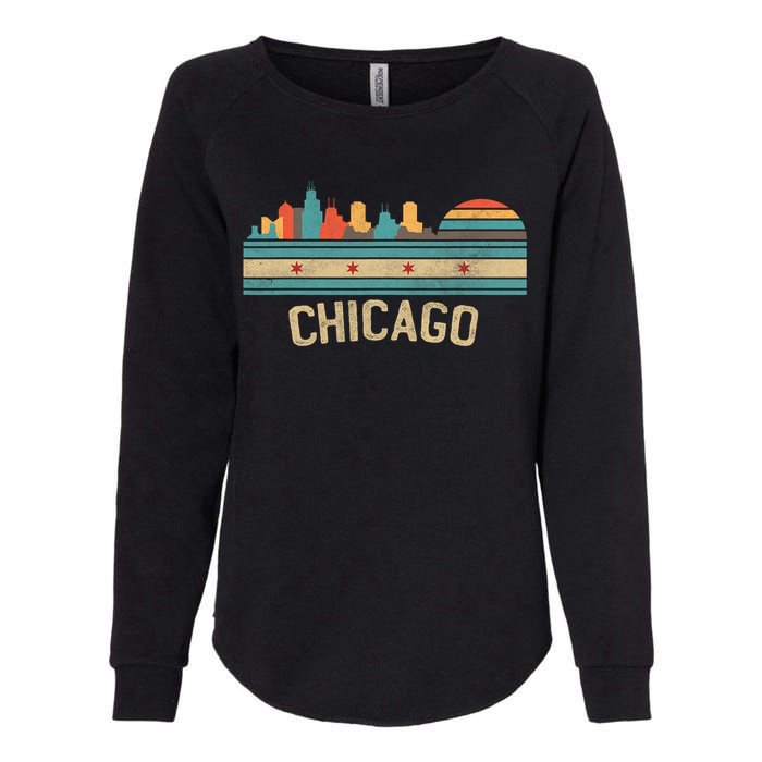 Chicago Flag Skyline Vintage Illinois City Womens California Wash Sweatshirt