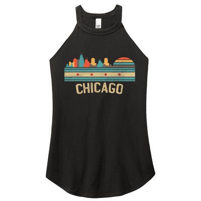 Chicago Flag Skyline Vintage Illinois City Women's Perfect Tri Rocker Tank