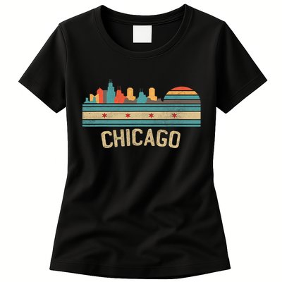 Chicago Flag Skyline Vintage Illinois City Women's T-Shirt