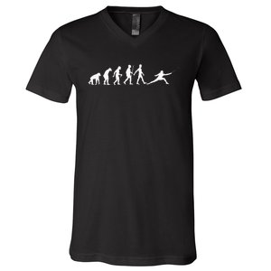 Cool Fencing Sword Sabre Epee Fencer Evolution V-Neck T-Shirt